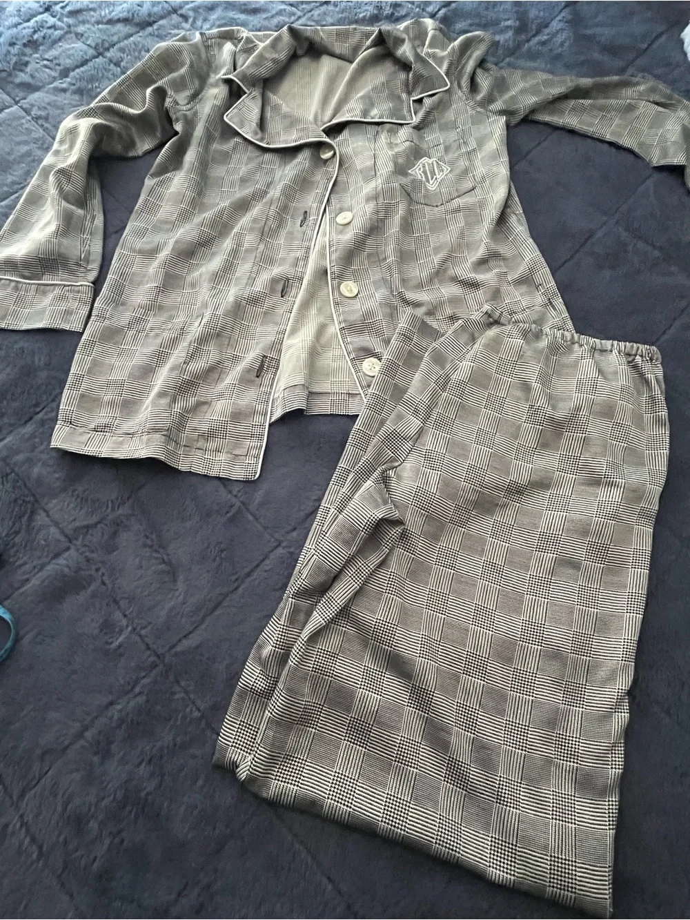 Lauren Ralph Lauren Gray Plaid Button-Front women Pajama Set